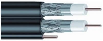 500ft RG6 DIRECTV APPROVED 3GHz DUAL SIAMESE TWIN COAX 18AWG 75 OHM SOLID BARE COPPER CENTER CONDUCTOR WITH 17AWG GROUND MESSENGER WIRE UL ETL HD SATELLITE DISH VIDEO INDOOR OUTDOOR BULK COAXIAL CABLE