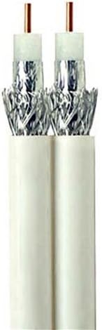 500ft WHITE RG6 DUAL-SHIELD SIAMESE TWIN DUAL COAXIAL CABLE SOLID COPPER CENTER CONDUCTOR 18AWG 3GHZ 75 OHM AT&T DIRECTV APPROVED INDOOR OUTDOOR UV-RESISTANT PVC JACKET BULK COAX CABLE REEL UL ETL CM