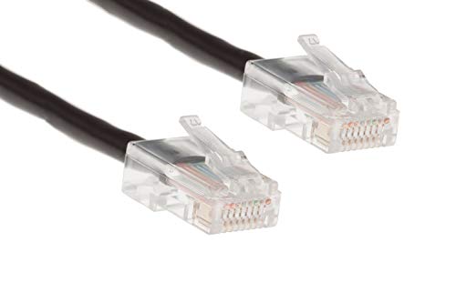 Cat 5e (CAT5E) Ethernet Cable, Solid Copper 24 AWG, EZ RJ45 Pass Through Connectors, High Speed LAN Network Internet Patch Jumper Cable, UL ETL, Custom Cut and Made in USA (1 - 200 feet, Black)
