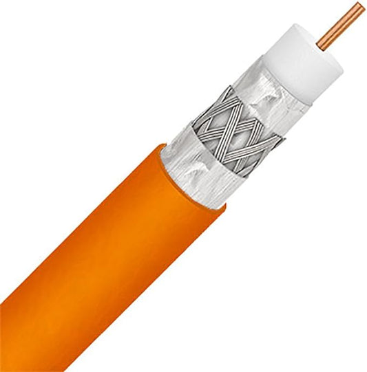 1000ft DIRECT BURIAL UNDERGROUND FLOOD RG-6 COAXIAL CABLE ORANGE TRI-SHIELD 18AWG GEL COATED BRAID PROTECTION UL ETL DIRECTV DIGITAL HD SATELLITE TELECOMMUNICATION AUDIO/VIDEO BULK COAX CABLE