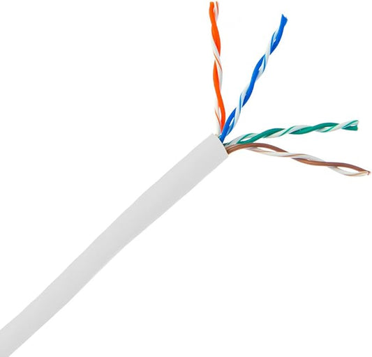 1000ft White Cat5e Riser UTP Solid Copper 24AWG 350MHz High Speed LAN Network Ethernet Wire Internet Patch Jumper Cable UL ETL CMR