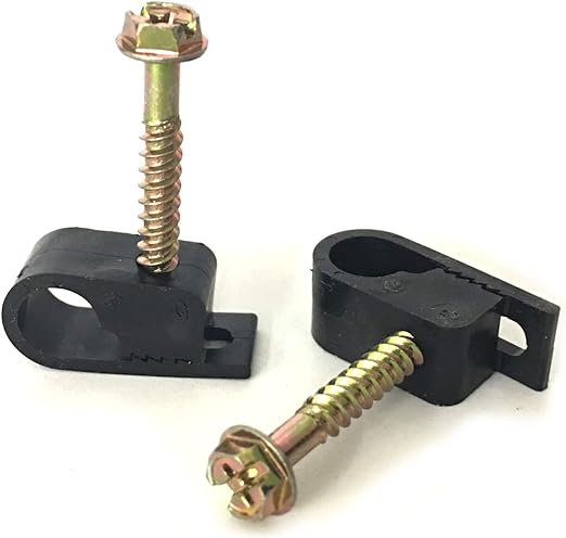 PHAT SATELLITE INTL | Cable Nail In Screw Clip, Ideal for Fastening 8mm Wire, Coaxial Cable RG7 RG11, Wire Rope 5/16"
