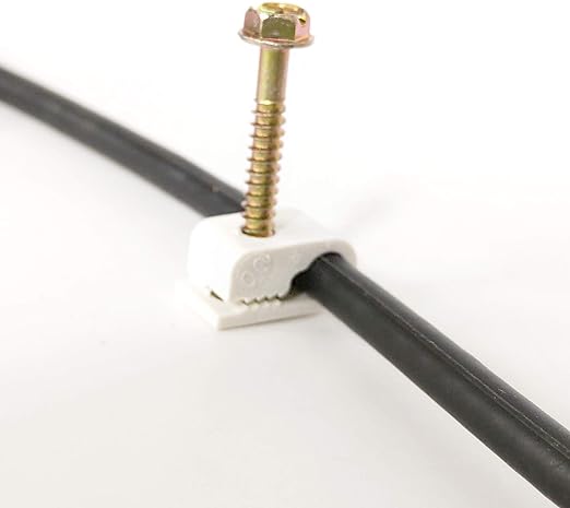 PHAT SATELLITE INTL | Cable Clip for RG6 RG59 Coaxial Cable Cat6 Ethernet Cable Wire Rope 1/4", Clean Cable Management, Accommodates Single Coaxial Cable with Ground Messenger Wire (White)