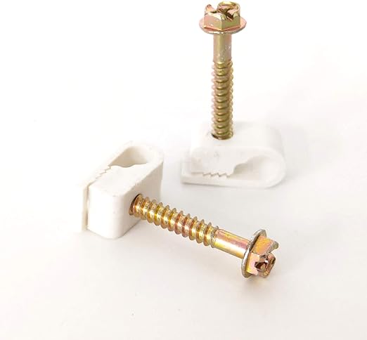 PHAT SATELLITE INTL | Cable Clip for RG6 RG59 Coaxial Cable Cat6 Ethernet Cable Wire Rope 1/4", Clean Cable Management, Accommodates Single Coaxial Cable with Ground Messenger Wire (White)