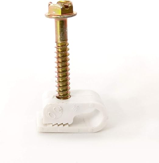PHAT SATELLITE INTL | Cable Clip for RG6 RG59 Coaxial Cable Cat6 Ethernet Cable Wire Rope 1/4", Clean Cable Management, Accommodates Single Coaxial Cable with Ground Messenger Wire (White)