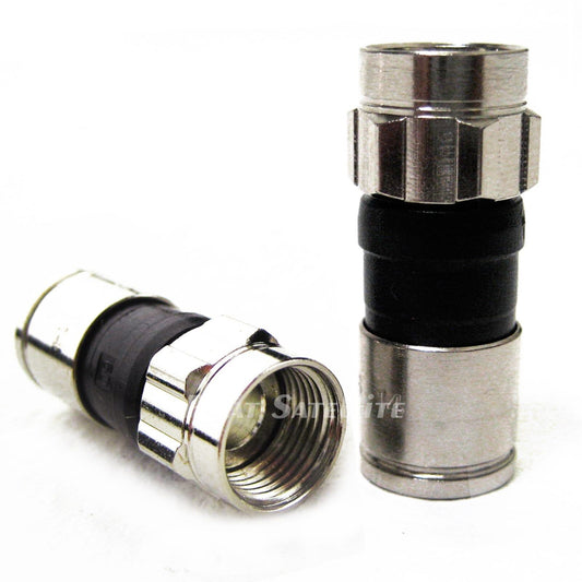 RG6 EX6XLPLUS Signal Tight Compression Drop Connectors Nickel-Plated Brass Construction 21mm Stroke Length