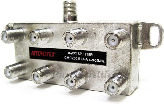 1 Piece CMC2008HC-A Professional Grade Heavy Duty 8-Way Balanced 5-1002MHz Corrosion Resistant Plating RG6 RG59 RG7 RG8 RG11 Coaxial Cable Splitter for Charter, Time Warner, Cox, Comcast, HDTV