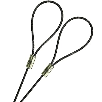 201-300in Order To Size 3/16 Black Oxide Galvanized Steel Cable with Looped Ends, 7x19 Strand Core Made To Order In USA