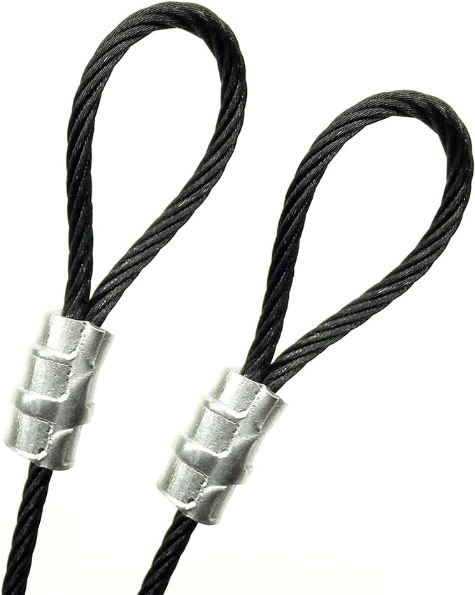 1-100ft Order To Size 3/16 Black Oxide Galvanized Steel Cable with Looped Ends, 7x19 Strand Core Made To Order In USA