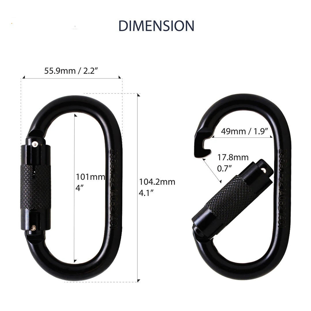 FUS Ovatti Steel - Auto Lock Carabiner - Black FP-9108-BLK