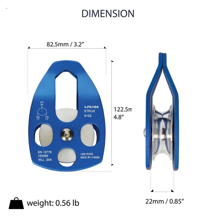 FUS Aluminum Rescue Side Swing pulley FP-8152-BLU