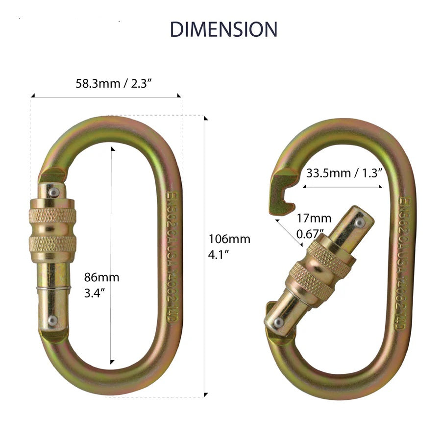 FUS Ovatti Steel - Screw Lock Carabiner - Gold FP-9104-SG-GLD