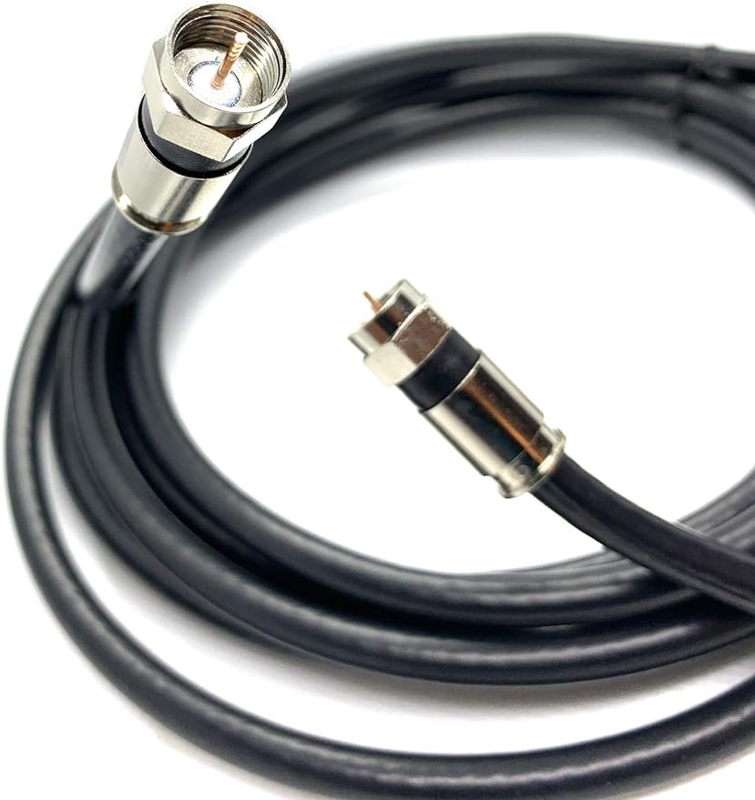 PSI, Quad Shield RG-6 Coax 75 Ohm Cable with Solid Copper Center Conductor for Digital CATV, Satellite TV, or Broadband Internet (101 to 150 feet, Black)