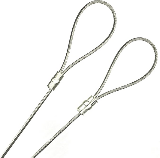 101-200in Custom Cut 1/16" Stainless Steel 304 Wire Rope Cable 7x7 – Double Looped Ends,  Flexible & Corrosion Resistant (Length in Inches)