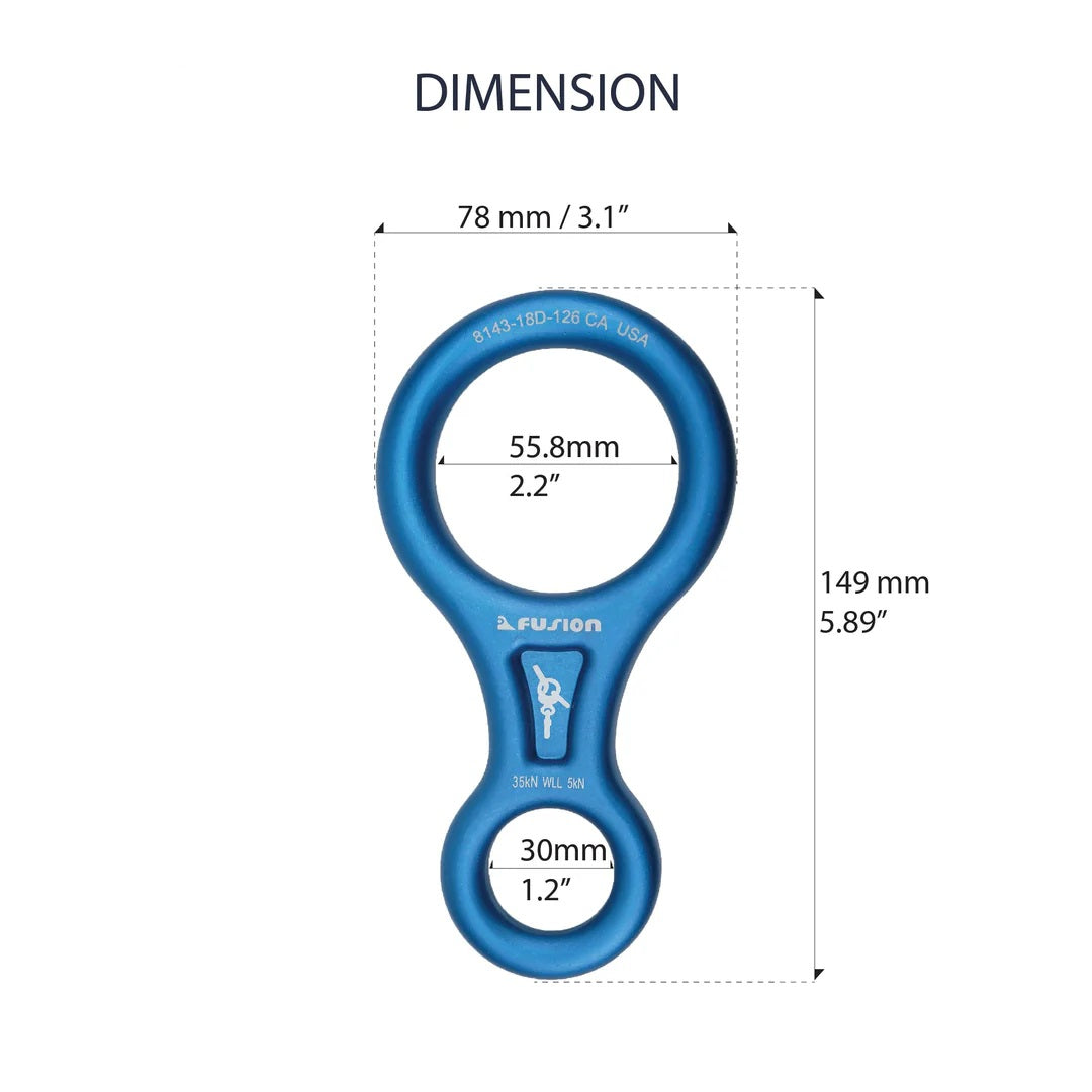 FUS Aluminum Figure 8 Descender Blue FP-8143-BLU