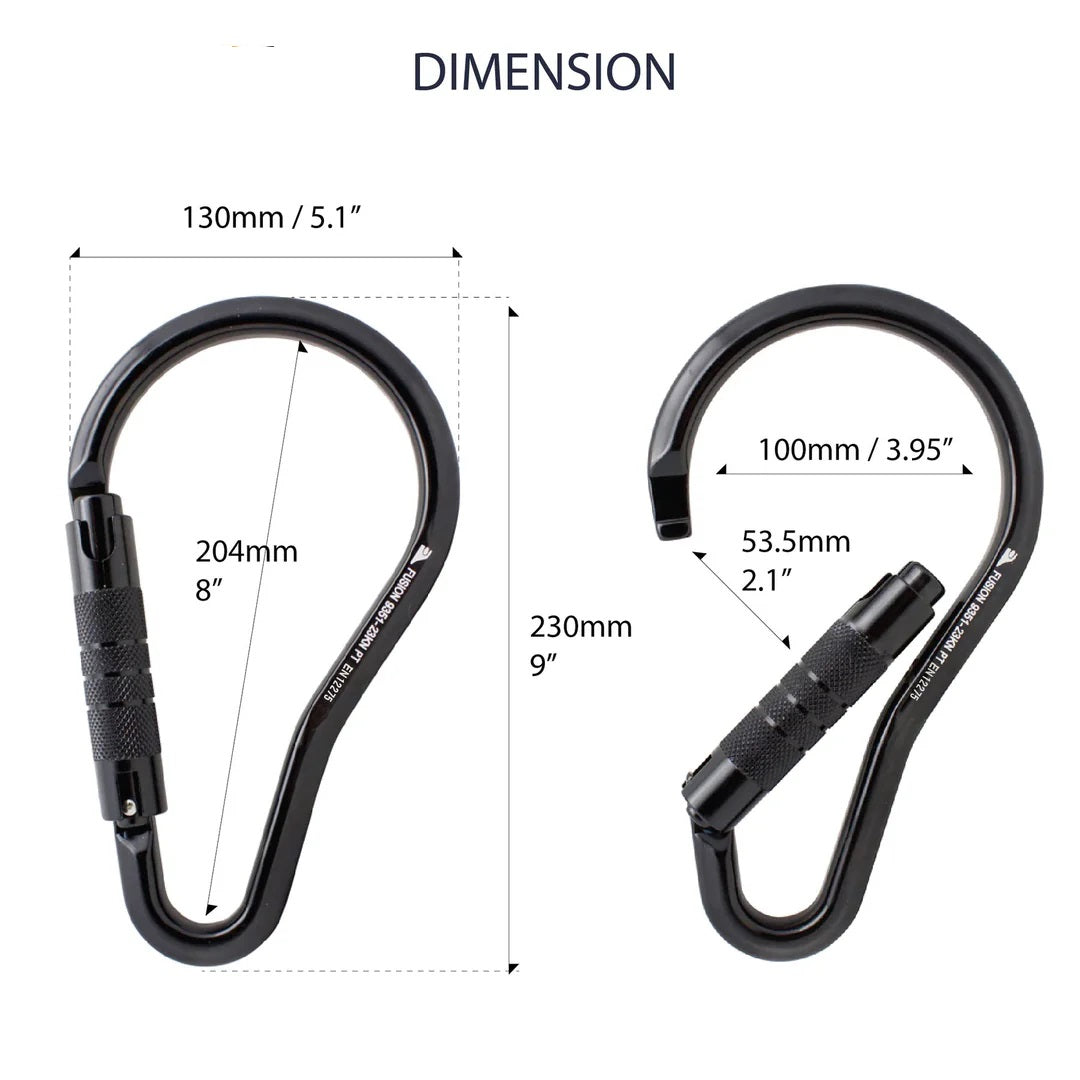 FUS Climb Prima Alumn Auto Lock Ladder Hook Carabiner FP-9351-K-BLK