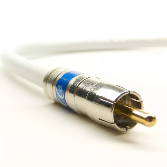 PSI - RCA Audio Cable, Bare Copper 18 AWG Solid Core Center Conductor, Gold Plated Pin, Brass Fittings, Bi-Shield 60% Braid 100% Foil, Custom Cut and Assembled in USA (1 - 50 feet, White)