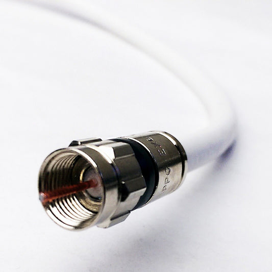 Phat Satellite RG-6 Tri-Shield Coaxial Jumper Cable, Nickel Plated Brass Fittings, 18 AWG 75 Ohms, UL ETL Rated, Broadband Internet Ham Radio OTA HD Antenna Coax, Made in USA (1-50 feet, White)