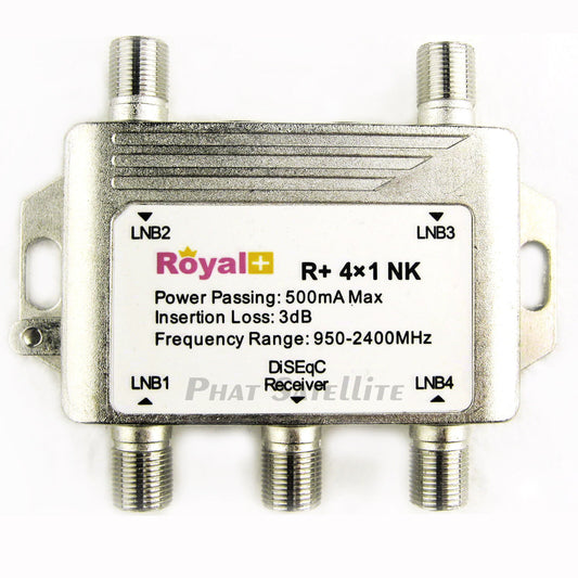 Royal+ Heavy Duty 4x1 DiSEqC Switch Satellite DISH Royal+ 500mA Max CNX Chieta