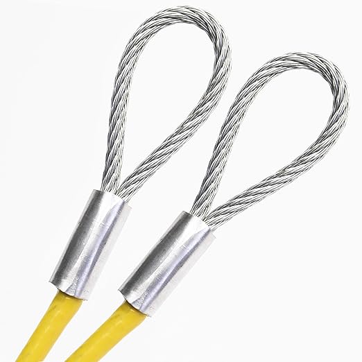 6-100in Order To Size 1/8 Galvanized Steel Cable YELLOW Vinyl Coated To 3/16 Made To Order In USA