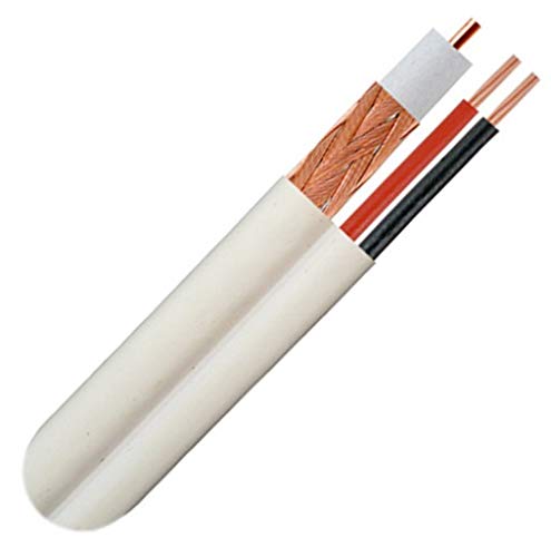 500ft WHITE SOLID COPPER RG59 SIAMESE COAXIAL CABLE 20AWG CORE 95% BRAID, 2-CONDUCTOR 18AWG POWER WIRES COMBO VIDEO & POWER CCTV HD TVI CVI AHD HD-SDI SURVEILLANCE VIDEO ETL CM CL3 FLAME RETARDANT PVC