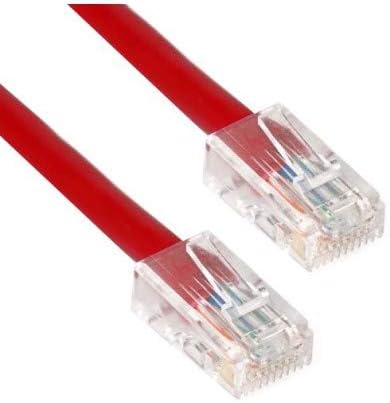 Plenum CAT5E (Cat 5e) LAN Ethernet Network Cable, Solid Copper 24 AWG, EZ RJ45 Pass Thru Connectors, High Speed Internet Cable, CMP Rated, UL ETL, Made in USA (1 - 200 feet, Red)