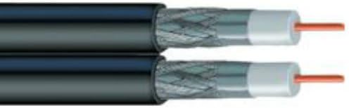 500ft Black Perfect Vision CB2B06DSCR0 RG6 Dual-Shield Siamese Twin Dual COAXIAL Cable Solid Copper Conductor 18AWG 3GHZ 75 OHM AT&T DIRECTV Approved Indoor Outdoor PVC Jacket Coax Cable UL ETL cm