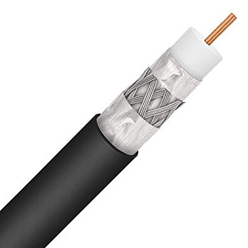 PHAT SATELLITE INTL - 3X Shields RG11 Direct Burial Coaxial Cable, Underground Flooded Jacket, 3X Shields Gel Coated Braids, Improved Signal Over RG6, Audio Video Ham Radio CATV Coax (1000ft, Black)