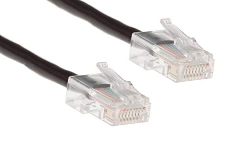 Cat 5e (CAT5E) Ethernet Cable, Solid Copper 24 AWG, EZ RJ45 Pass Through Connectors, High Speed LAN Network Internet Patch Cable, UL ETL, Custom Cut and Made in USA (1 - 200 feet, Black)