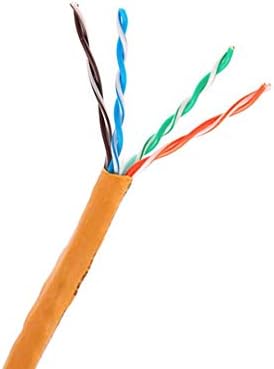1000ft CAT6 CMP Internet LAN Network Cable Bare Solid Copper Conductors Low Smoke CMP PVC Jacket Bonded-Pair 4 Pair UTP 23AWG 350MHz Tested Gigabit Ethernet UL ETL Plenum Commercial Rated (Orange)