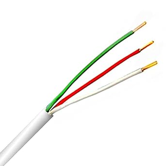 PHAT SATELLITE INTL feet White Thermostat Wire 18/3 Solid Copper 18AWG 3-Conductor Power Limited Circuit Wire Flame Retardant PVC, UL Listed CL2, Security Alarm Electrical Cable (feet, White)