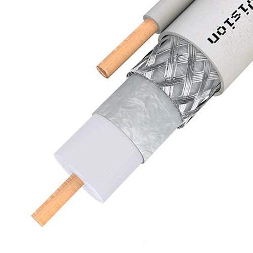 1000ft 3GHz Solid Copper RG6 Coaxial Cable with Ground Wire, 18AWG 75 Ohm, UL ETL cm Rated, Satellite Cable TV CATV HDTV Indoor Outdoor Coax (White)