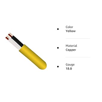 1000ft Plenum Rated Solid Copper 18AWG, 2-Conductor (18/2) Low Voltage Power Circuit Wire, UL Listed FPLP CL2P CMP, Thermostat Fire Alarm Security Cable (Yellow)