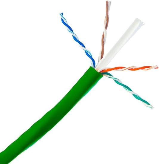 1000ft CAT6 Plenum Gigabit Ethernet Cable Bare Solid Copper Conductors Low Smoke CMP PVC Jacket Bonded-Pair 4 Pair UTP 23AWG 350MHz Tested Ethernet LAN Network Cable UL ETL Rated (Green)