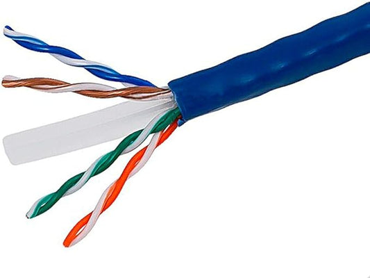 1000ft CAT6 Riser Internet Cable Horizontal Bonded-Pair 4 Pair UTP Bare Solid Copper Conductors 23AWG CMR Tested Ethernet LAN Network Cable (Blue)