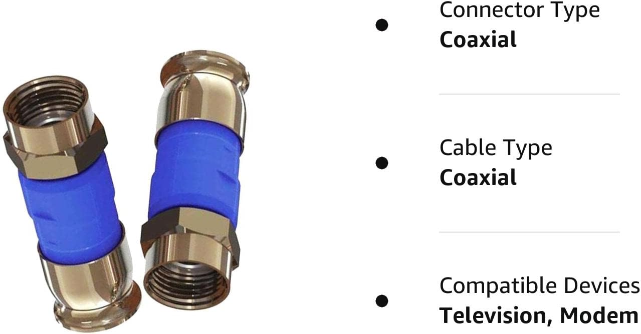 RG6 SNSD6 Blue Snap-N-Seal Ultimate Coax Compression Connectors APPROVED Anti-Rust Nickel Coaxial Connectors 21mm Stroke Length