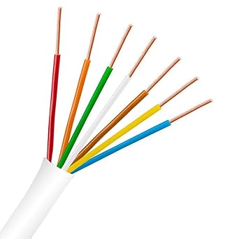 PHAT SATELLITE INTL feet White Thermostat Wire 18/7 Solid Copper 18AWG 7-Conductor Power Limited Circuit Wire Flame Retardant PVC, UL Listed CL2, Low Voltage Cable (feet, White)