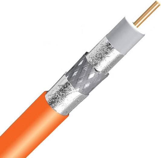 PHAT SATELLITE INTL - Tri Shield 77% Direct Burial Underground RG11 Coaxial Cable, 14AWG Solid Conductor, Gel Coat Braid Protection UL ETL, CATV HDTV Audio Video Flooded Coax (1000ft, Orange)