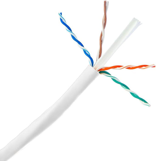 1000ft White Cat6A Riser UTP Solid Copper 23AWG 500MHz High Speed LAN Network Ethernet Wire Internet Cable UL ETL CMR