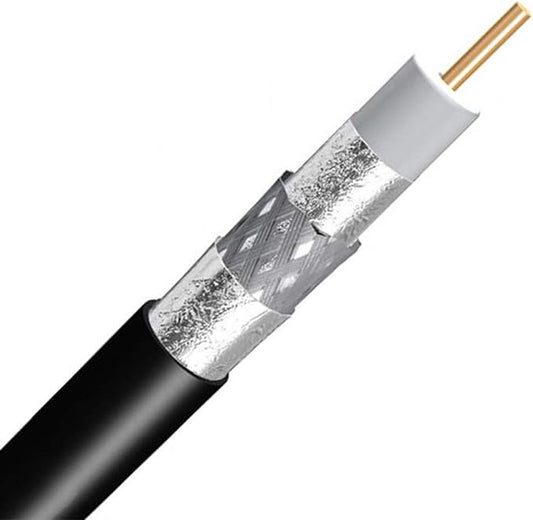 1000ft Black TRI Shield Direct Burial RG-6 COAXIAL Cable 18AWG Solid CORE Gel Braided UL ETL Rated Underground Buried Flooded Audio/Video TELECOMMUNICATION Bulk Coax Cable