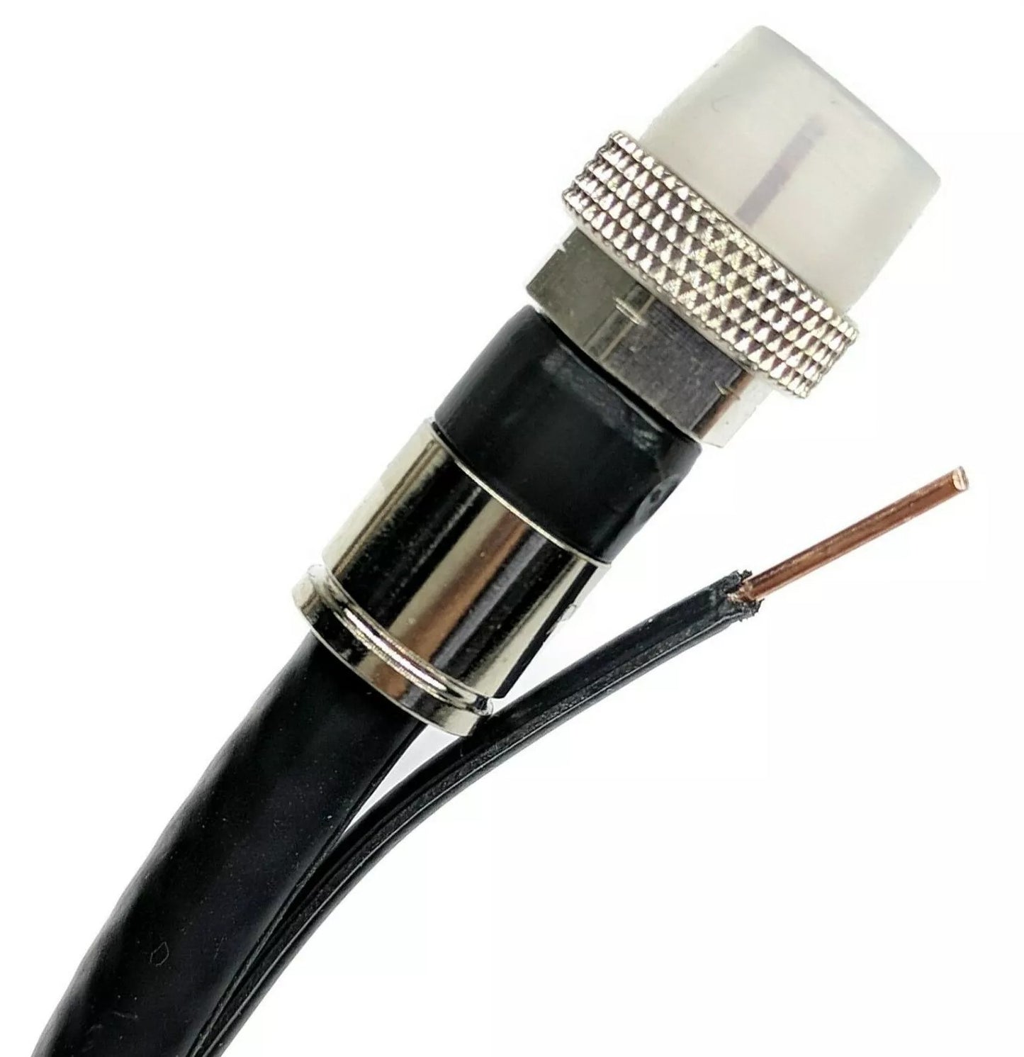 SOLID COPPER RG6 DIRECT BURIAL UNDERGROUND COAXIAL CABLE WITH 17AWG MESSENGER GROUND Assembled in USA