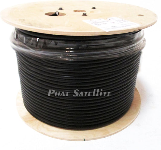1000ft BLACK MADE IN USA RG-11 F1177TSEF DIRECT BURIAL 3X SHIELDS COAXIAL DROP CABLE 14AWG GEL COATED BRAIDS PE JACKET BURIED FLOODED UNDERGROUND COAX CABLE REEL (LOWER SIGNAL LOSS OVER RG6)