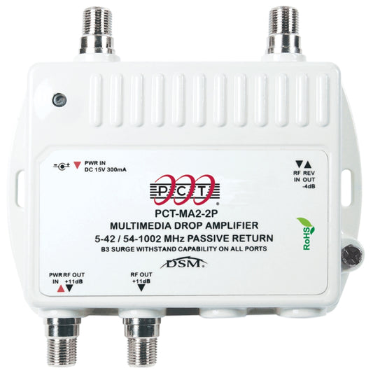 2-Port Bi-Directional Cable TV HDTV Amplifier Splitter Signal Booster with Passive Return Path