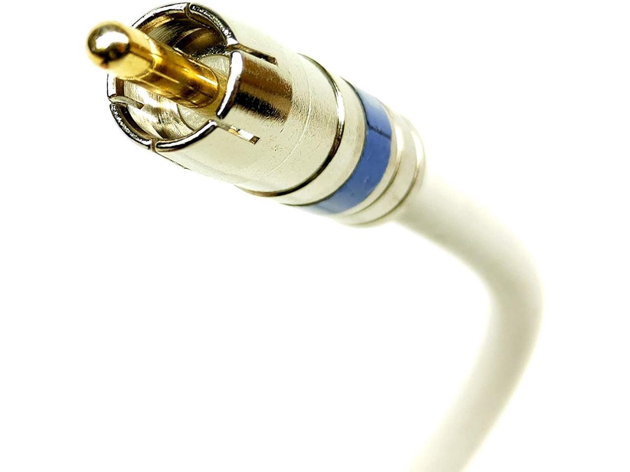 PSI - RCA Audio Cable, Bare Copper 18 AWG Solid Core Center Conductor, Gold Plated Pin, Brass Fittings, Bi-Shield 60% Braid 100% Foil, Custom Cut and Assembled in USA (51 - 100 feet, White)