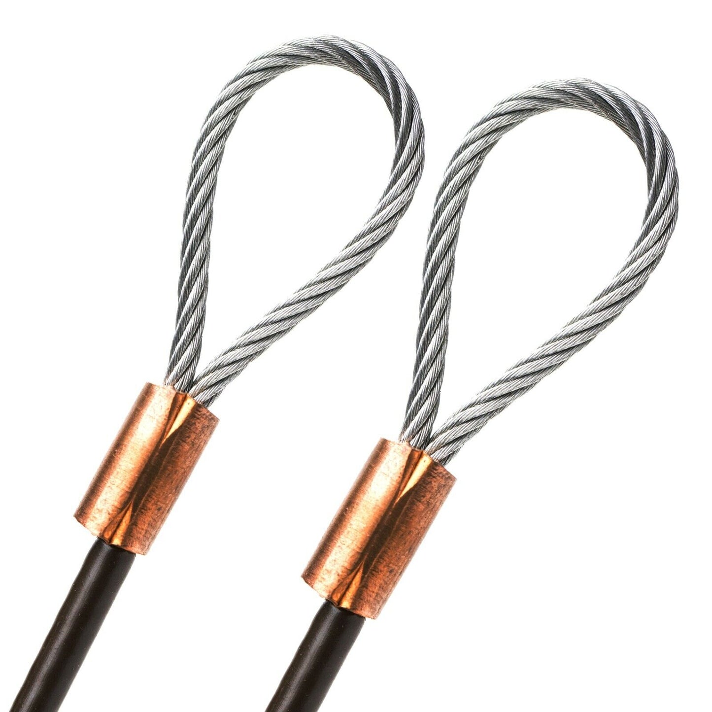 53ft Cut To Size 1/4 Galvanized Steel Cable BROWN Vinyl Coated To 3/16 Loop Size With Copper Sleeves MADE IN USA