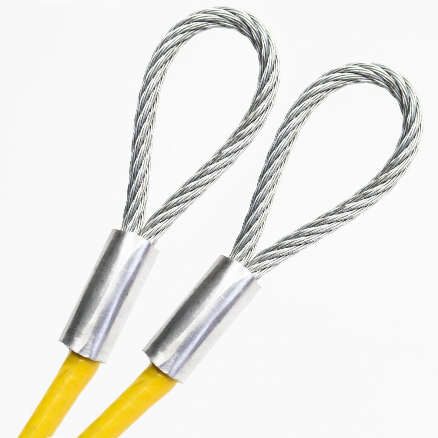 50ft Order To Size 1/4 Galvanized Steel Cable YELLOW Vinyl Coated To 3/16 With Loop Size Made To Order In USA