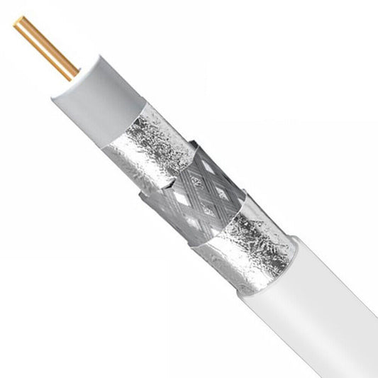 TIMES FIBER 1000' RG6 Coax Cable Tri-Shield 77% Braid 18AWG CATV Bulk Reel WHITE