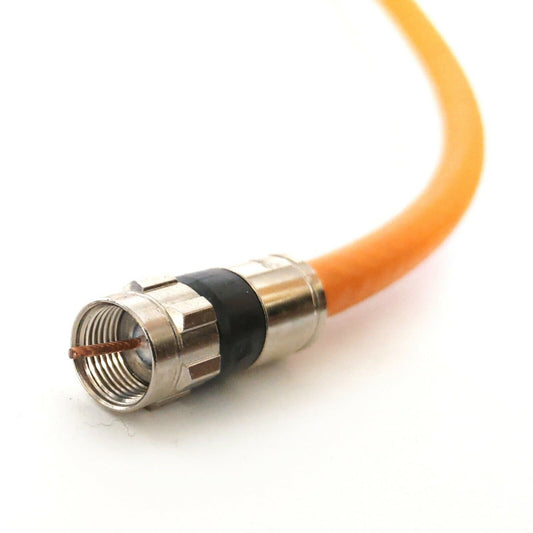 Phat Satellite Direct Burial Underground 3Ghz RG-6 GEL Coat Flooded Coaxial Cable Weather Seal Antl Corrosive Brass Connectors Moisture & Soil Acidity Tolerance for Broadband Signal (100 to 150 feet, Orange)