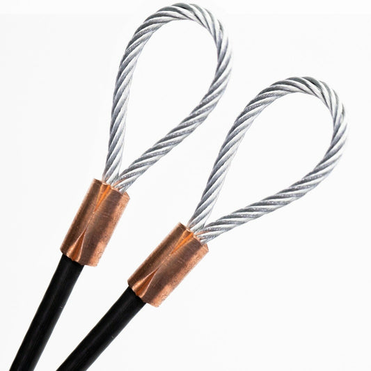 201-300in Cut To Size 1/8 Galvanized Steel Cable BLACK Vinyl Coated To 1/16 With Copper Sleeves MADE IN USA