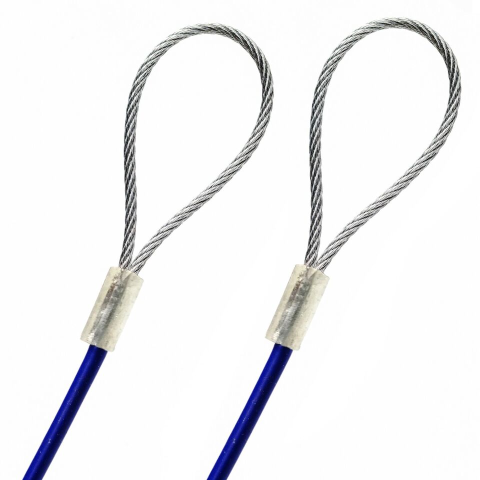 6-100in Order To Size 1/16 Galvanized Steel Cable BLUE Vinyl Coated To 1/8 Made To Order In USA